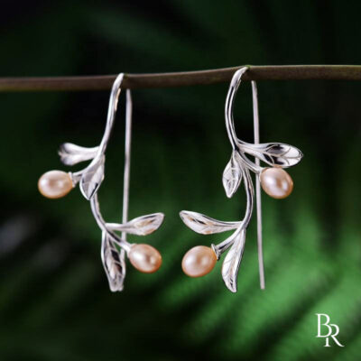 Сребърни перлени обеци OLIVE WATERDROPS