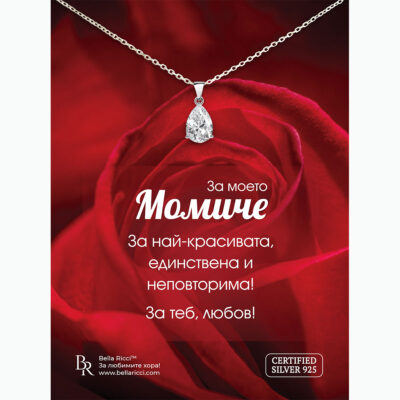 Сребърно колие "Кристалина" с цирконий за любима