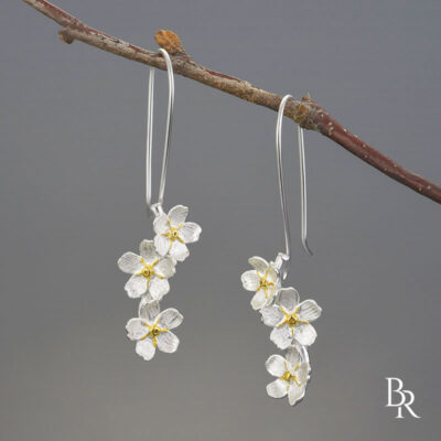Сребърни обеци с 18К позлата FORGET-ME-NOT