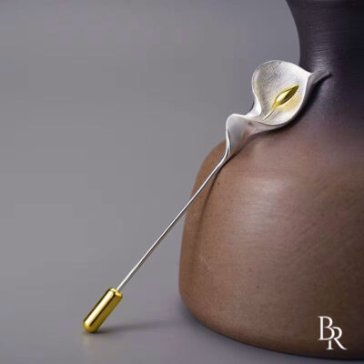 Сребърна брошка с 18К позлата MY CALLA