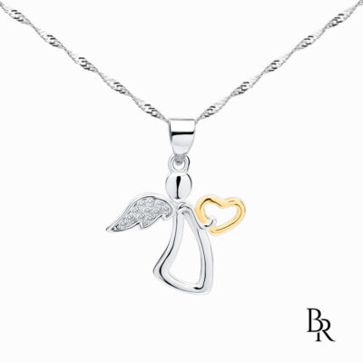 Сребърно колие с позлатено сърце ANGEL'S HEART
