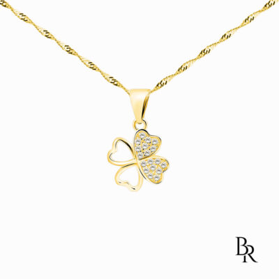 Сребърно колие четирилистна детелина LUCKY