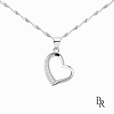 Сребърно колие сърце с циркони BELOVED