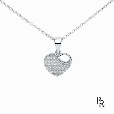 Сребърно колие сърце с циркони HEARTLIGHT