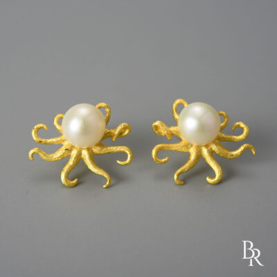 Сребърни перлени обеци OCTOPUS